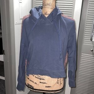 Anthropologie Saturday Sunday Karla Crop Hoodie Blue Contrast - Medium